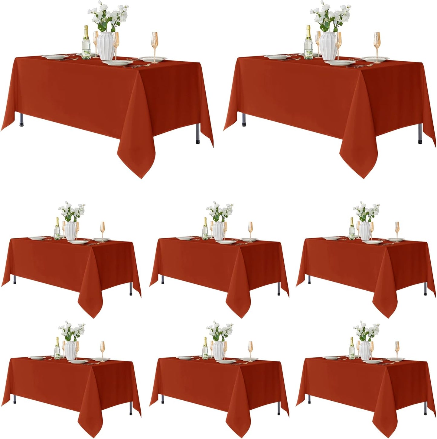 Fitable 8 Pack Table Cloth Rectangle Table: Stain and Wrinkle Resistant Tablecloth Rectangular, Washable Polyester Tablecloths for Wedding Party Dining Banquet Event Catering(White, 70x120 Inch)