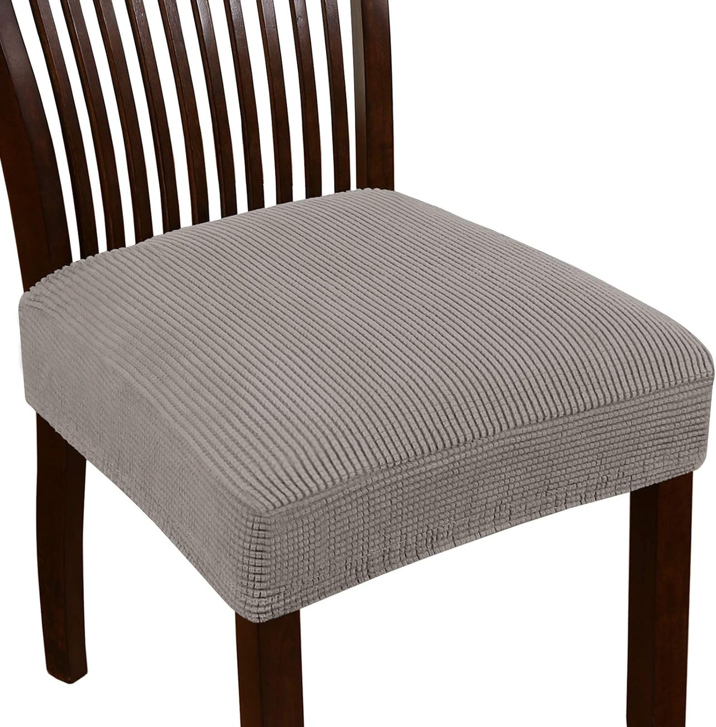 Turquoize Stretch Dining Chair Covers Seat Covers for Dining Room Chair Covers Set of 6，Removable Washable Kitchen Chair Seat Cushion Slipcovers Protector, Khaki