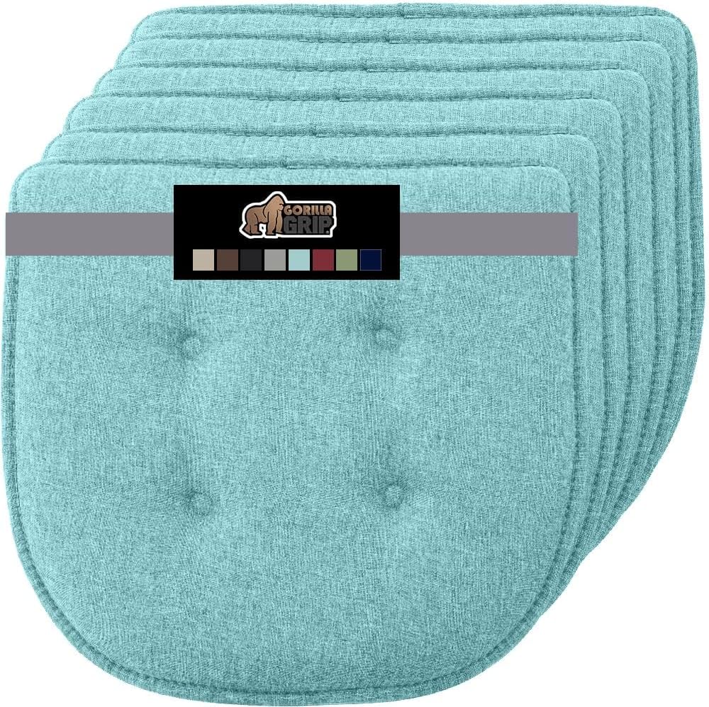 GORILLA GRIP Slip Resistant Chair Cushions, No Ties Required, Memory Foam Pads for Dining Room, Kitchen Table, Office, Rocking Chairs, Plush Seat Cover Cushion Pad, Home Decor, Set of 4, 16x16, Gray