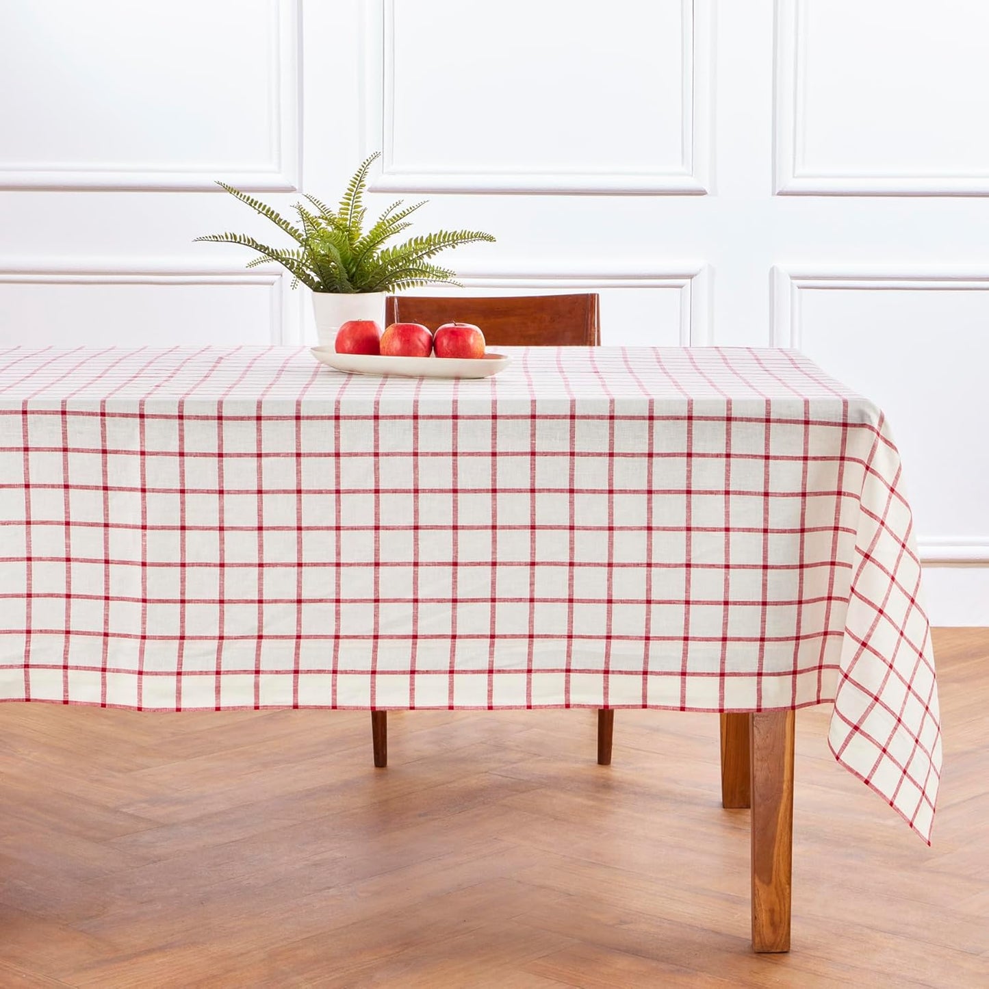 Solino Home Plaid Linen Tablecloth 60 x 108 Inch - 100% Pure Linen Orange Plaid Table Cloth for Rectangle Tables - Machine Washable Tablecloth for Fall, Autumn, Halloween, Thanksgiving