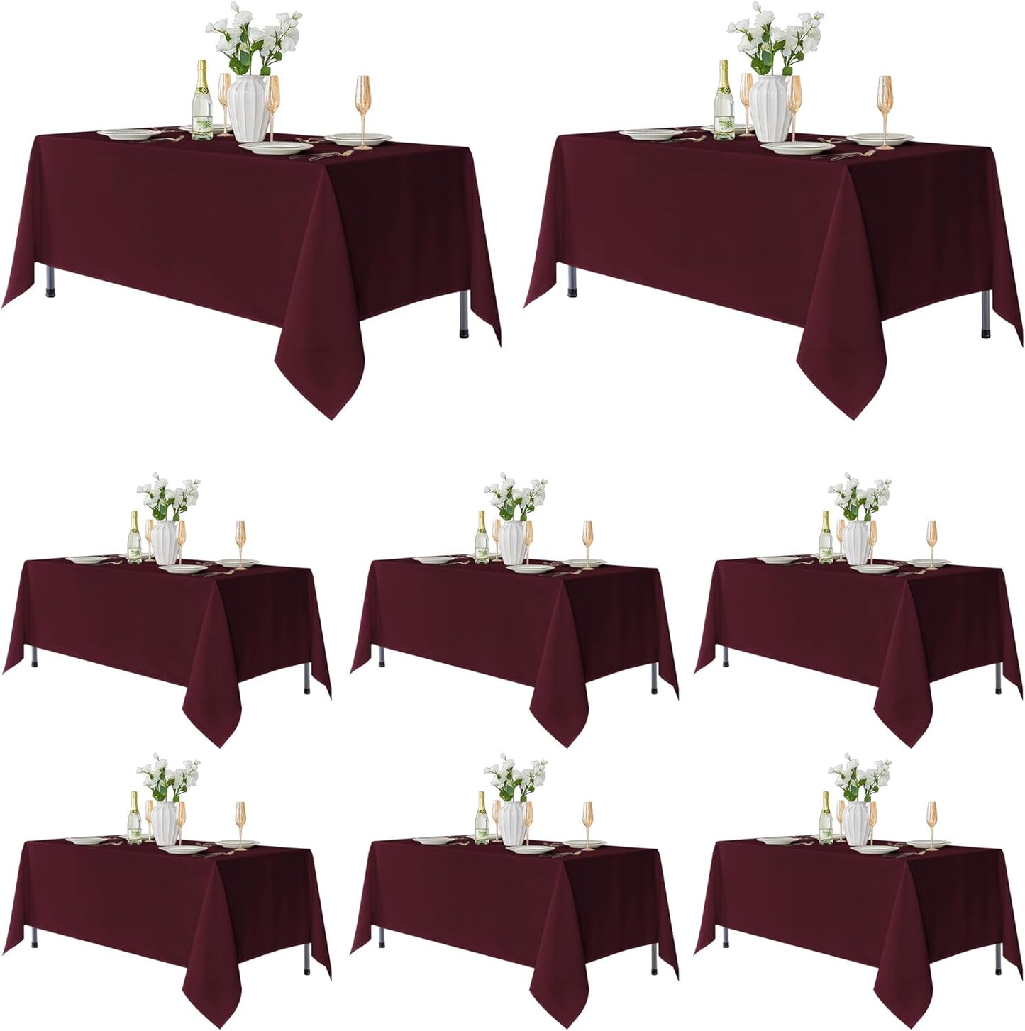 Fitable 8 Pack Table Cloth Rectangle Table: Stain and Wrinkle Resistant Tablecloth Rectangular, Washable Polyester Tablecloths for Wedding Party Dining Banquet Event Catering(White, 70x120 Inch)