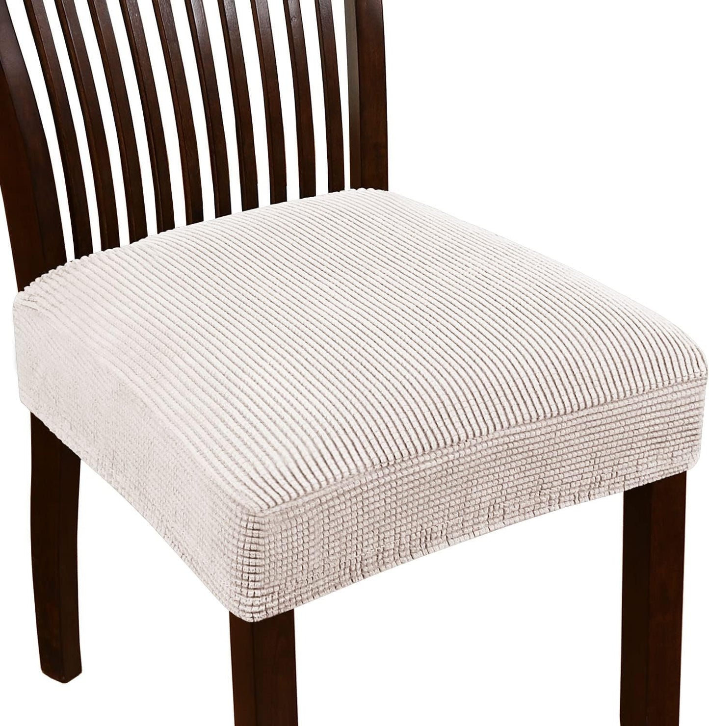 Turquoize Stretch Dining Chair Covers Seat Covers for Dining Room Chair Covers Set of 6，Removable Washable Kitchen Chair Seat Cushion Slipcovers Protector, Khaki