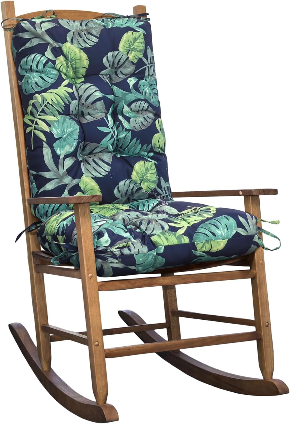 Waterproof Indoor Outdoor Rocking Chair Cushion Floral Patio Chair Pad Soft Seat Cushion for Porch Patio Bedroom Orange Grey