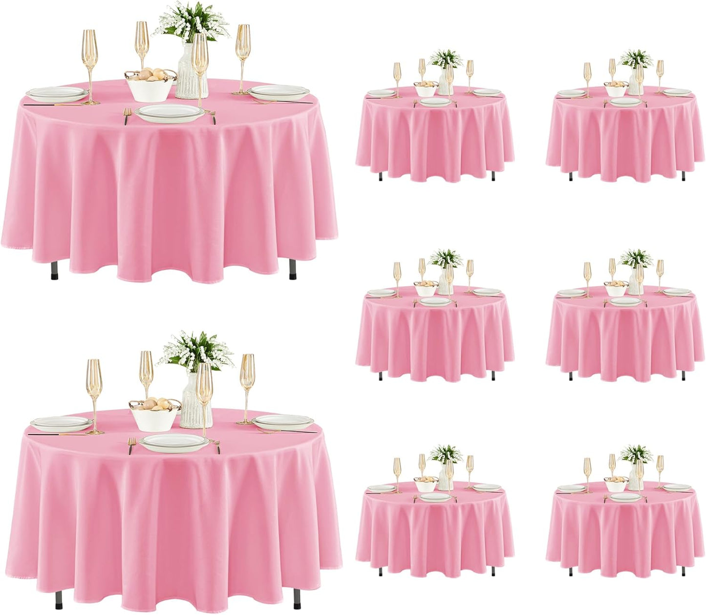 Fitable 8 Pack Table Cloth Rectangle Table: Stain and Wrinkle Resistant Tablecloth Rectangular, Washable Polyester Tablecloths for Wedding Party Dining Banquet Event Catering(White, 70x120 Inch)