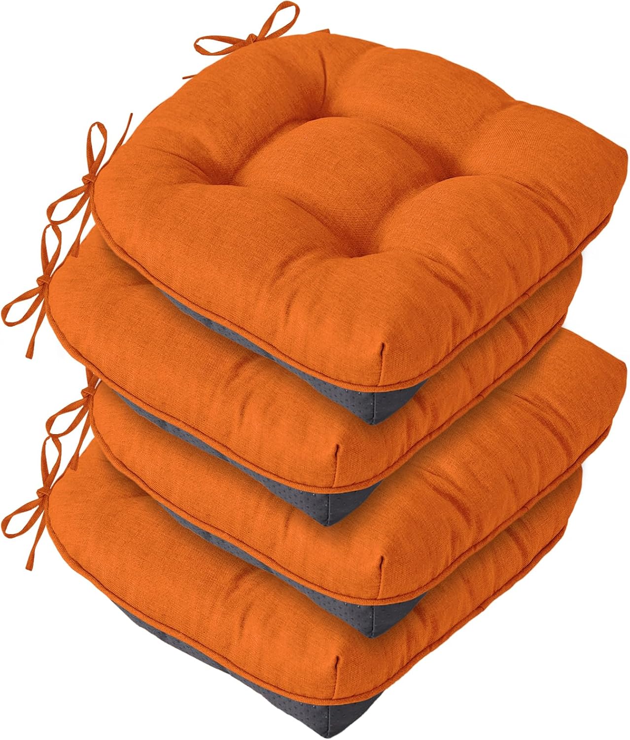 Chair Cushions for Dining Chairs, Seat Cushions for Kitchen Chairs, Indoor Seat Cushions with Ties, Tufted Foam Chair Pads, Non Slip Chair Cushions Set of 4, 15.5" x 15.5" x 4", Navy Blue