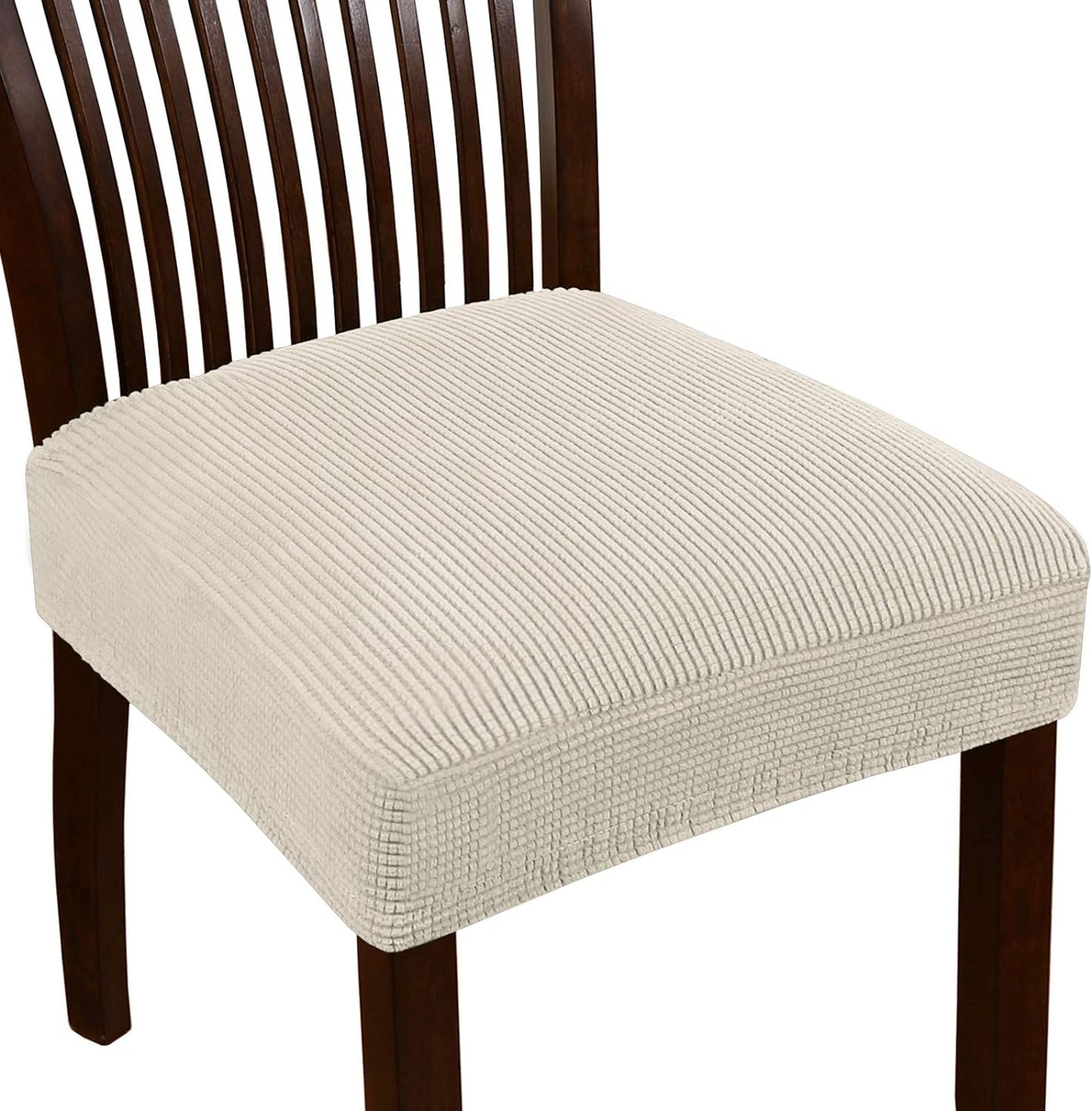 Turquoize Stretch Dining Chair Covers Seat Covers for Dining Room Chair Covers Set of 6，Removable Washable Kitchen Chair Seat Cushion Slipcovers Protector, Khaki