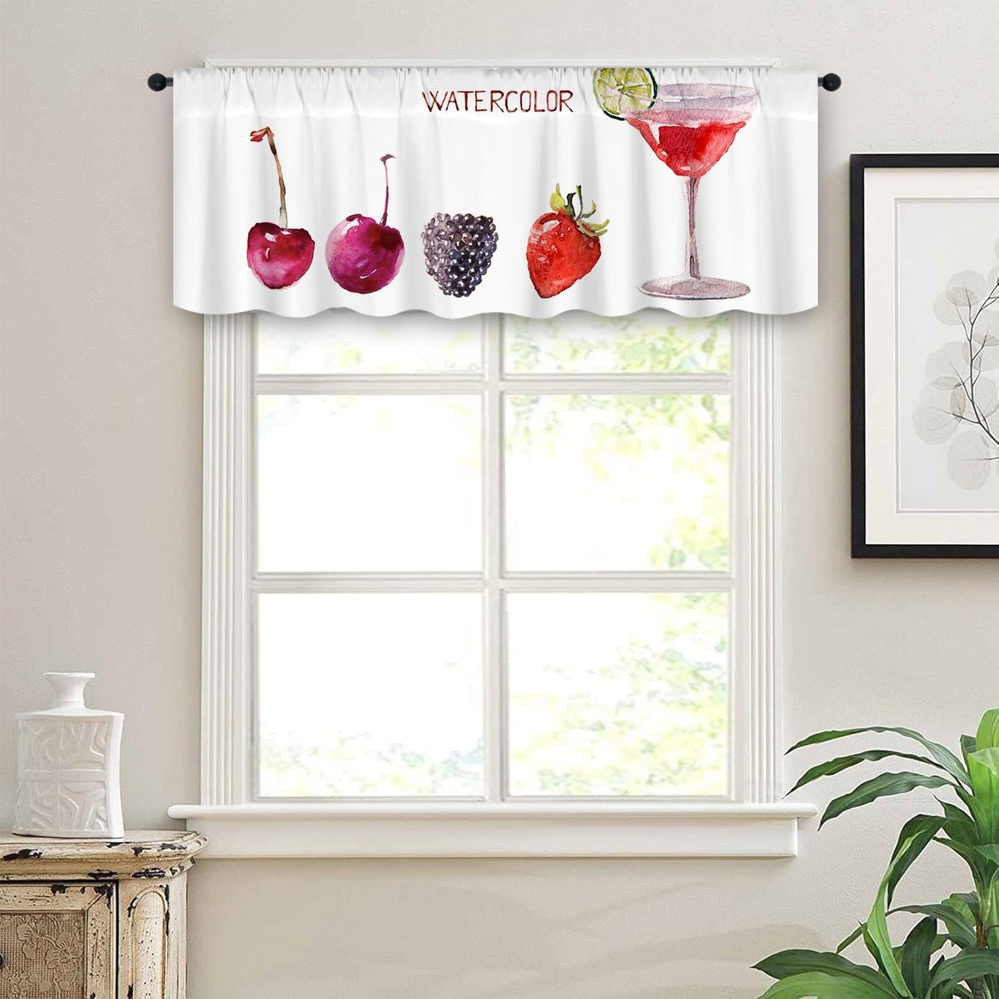 3-Piece Sunflower Kitchen Curtain Set - Valance and Tiers with Rod Pocket - 58wx14h+(28wx36h)*2 - Floral Dining Room Window Treatment