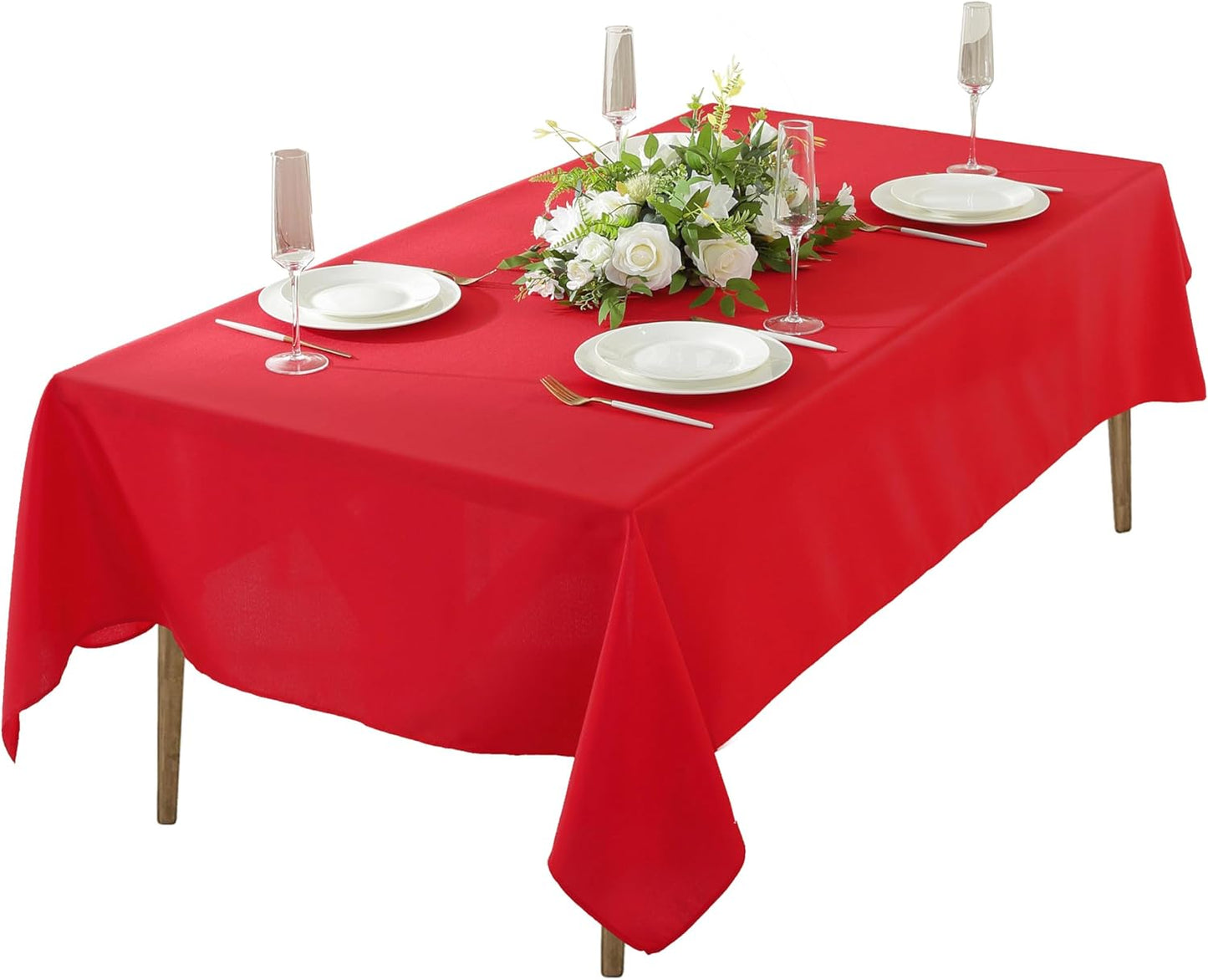 Craft And Party Rectangle Tablecloth, 90 x 156 Inch White Tablecloth, 8ft Rectangle Table Cloth, Polyester Fabric Washable Tablecloth for Home, Party, Wedding or Restaurant Use.