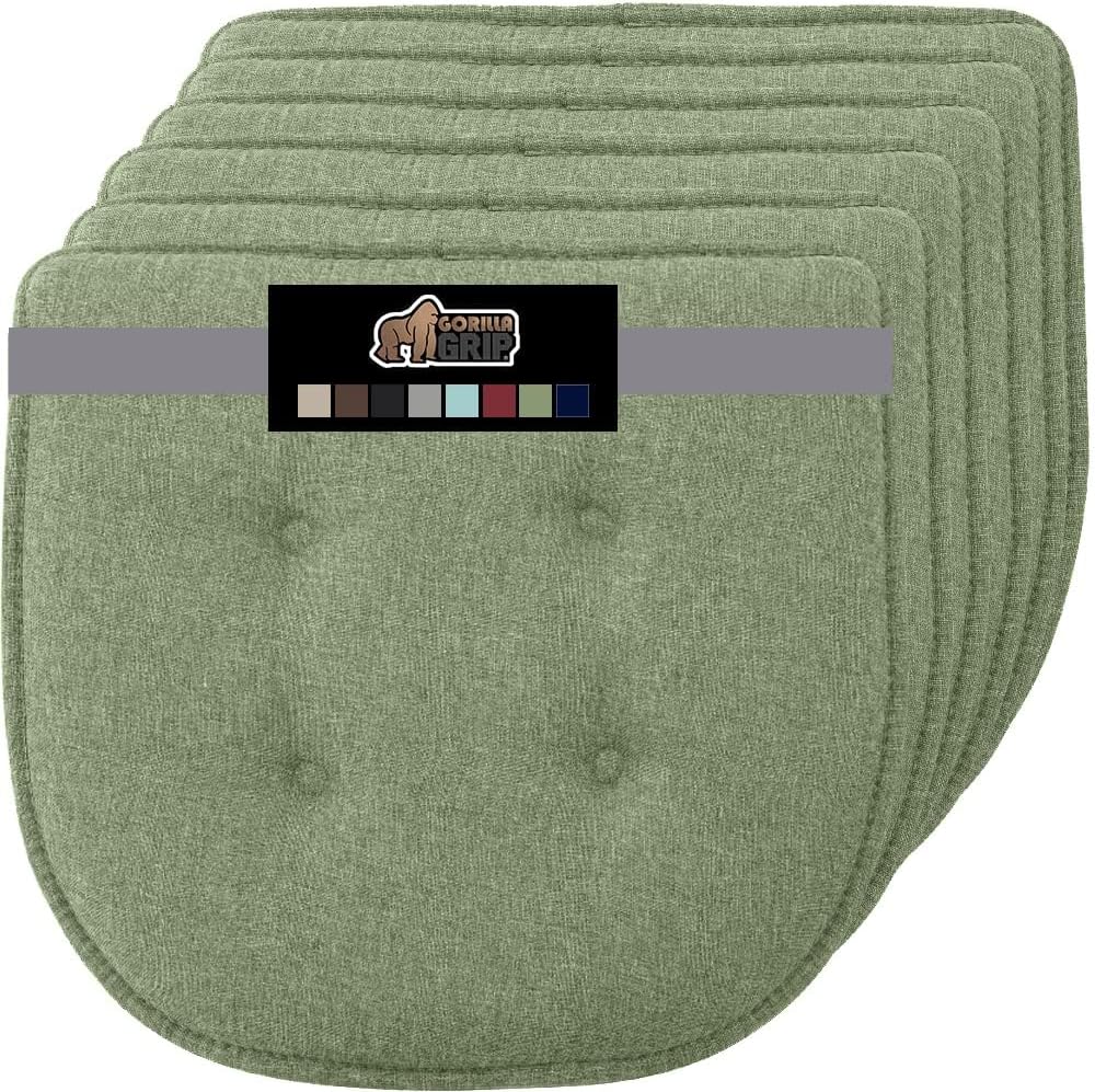 GORILLA GRIP Slip Resistant Chair Cushions, No Ties Required, Memory Foam Pads for Dining Room, Kitchen Table, Office, Rocking Chairs, Plush Seat Cover Cushion Pad, Home Decor, Set of 4, 16x16, Gray