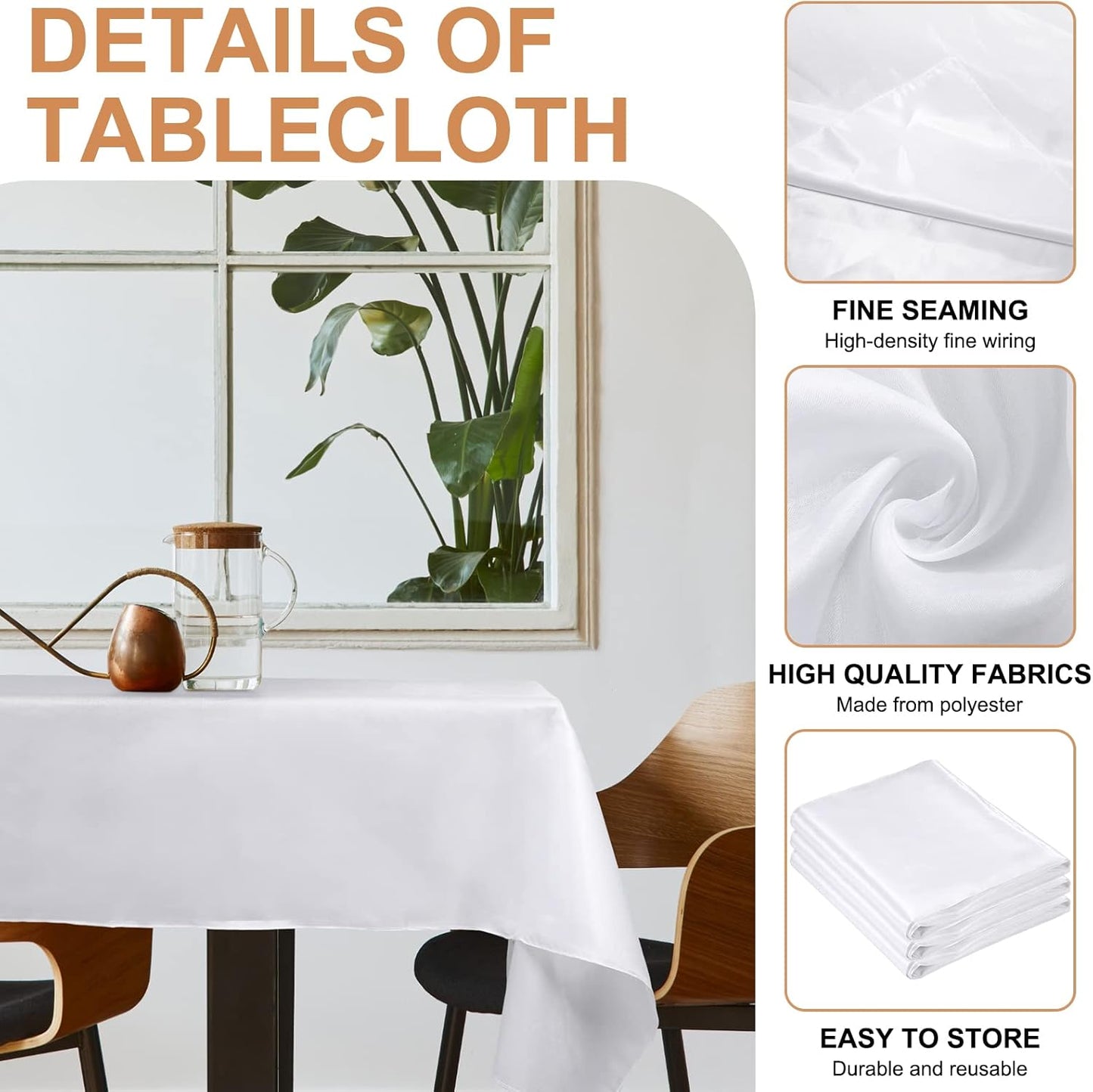 Moukeren 18 Pack Rectangle Tablecloths 58 x 102 Inch Table Cloth Reusable Washable Polyester Table Clothes Bulk for 6 ft Tables for Wedding, Party, Restaurant (White)