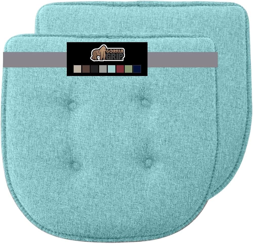 GORILLA GRIP Slip Resistant Chair Cushions, No Ties Required, Memory Foam Pads for Dining Room, Kitchen Table, Office, Rocking Chairs, Plush Seat Cover Cushion Pad, Home Decor, Set of 4, 16x16, Gray