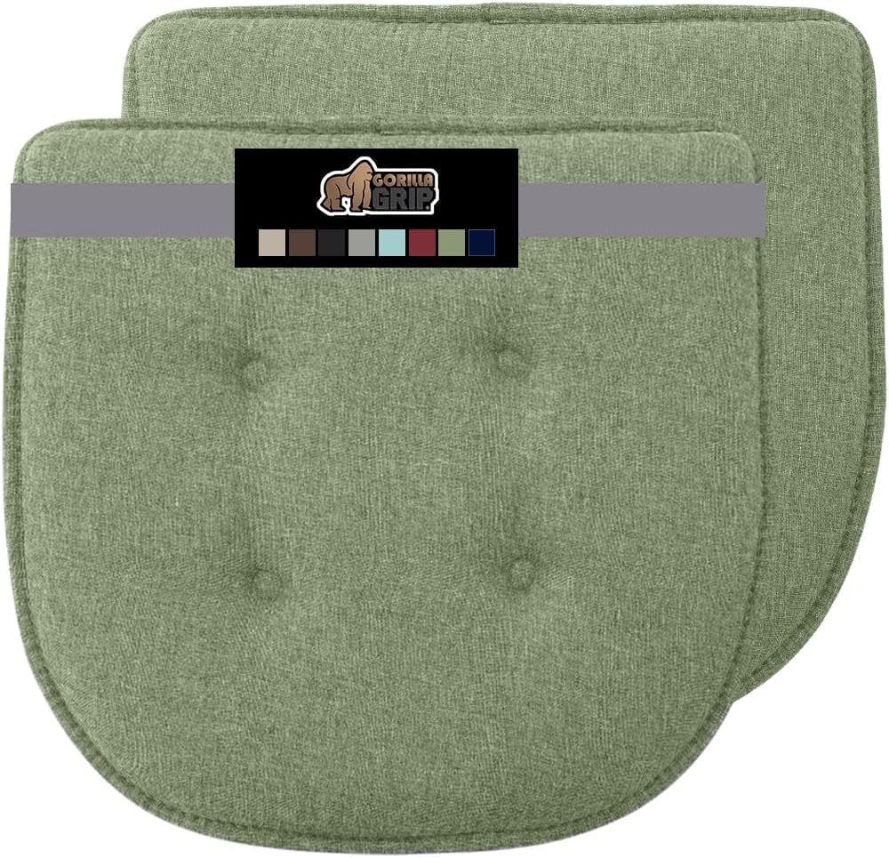 GORILLA GRIP Slip Resistant Chair Cushions, No Ties Required, Memory Foam Pads for Dining Room, Kitchen Table, Office, Rocking Chairs, Plush Seat Cover Cushion Pad, Home Decor, Set of 4, 16x16, Gray