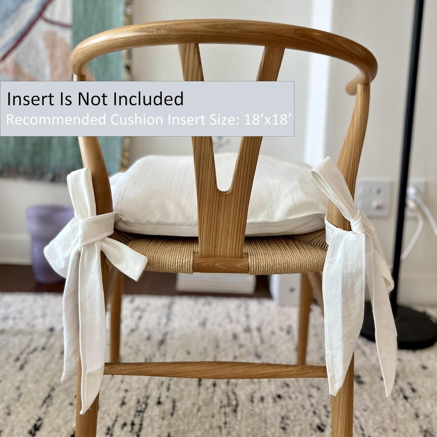 Korean Made Chair Pad Slipcover 17.5'x17.5' Chair Cushion Cover Ties with Ruffle Farmhouse Decor Covers Only, Gift for Mom (Solid White)