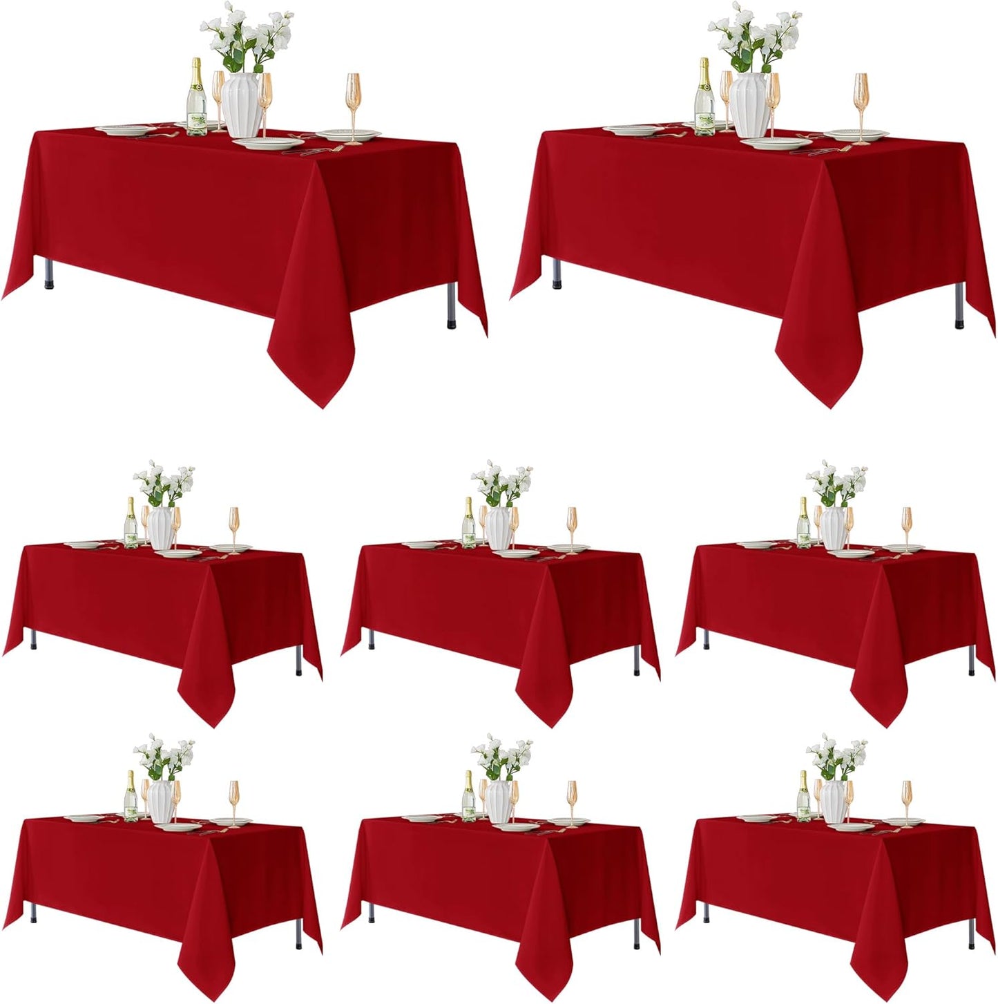 Fitable 8 Pack Table Cloth Rectangle Table: Stain and Wrinkle Resistant Tablecloth Rectangular, Washable Polyester Tablecloths for Wedding Party Dining Banquet Event Catering(White, 70x120 Inch)