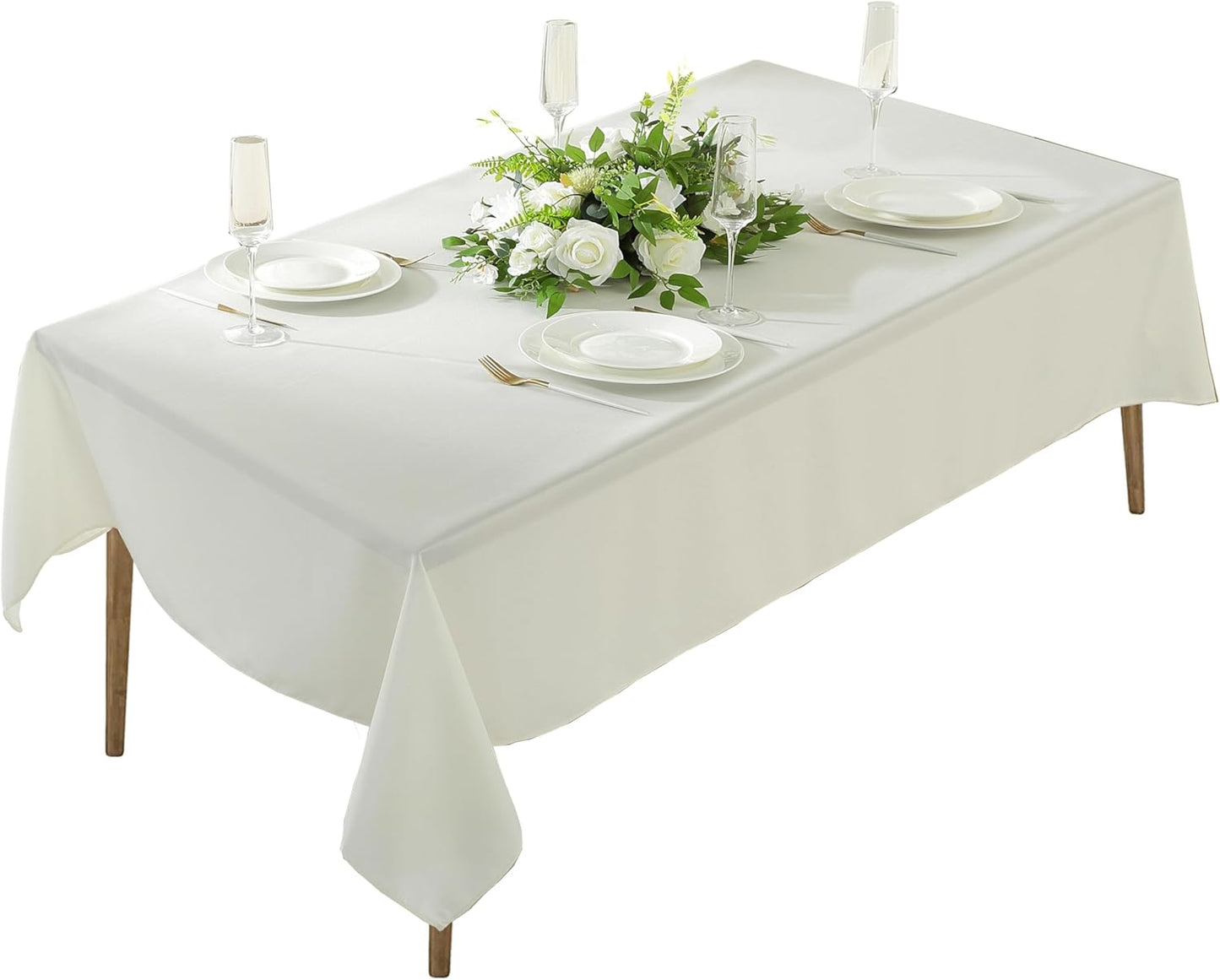 Craft And Party Rectangle Tablecloth, 90 x 156 Inch White Tablecloth, 8ft Rectangle Table Cloth, Polyester Fabric Washable Tablecloth for Home, Party, Wedding or Restaurant Use.