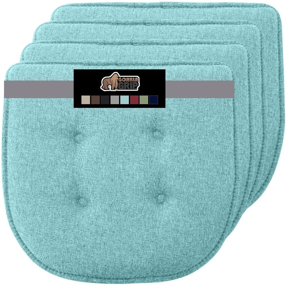 GORILLA GRIP Slip Resistant Chair Cushions, No Ties Required, Memory Foam Pads for Dining Room, Kitchen Table, Office, Rocking Chairs, Plush Seat Cover Cushion Pad, Home Decor, Set of 4, 16x16, Gray