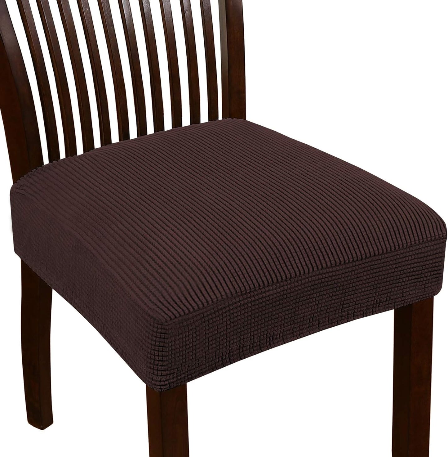 Turquoize Stretch Dining Chair Covers Seat Covers for Dining Room Chair Covers Set of 6，Removable Washable Kitchen Chair Seat Cushion Slipcovers Protector, Khaki