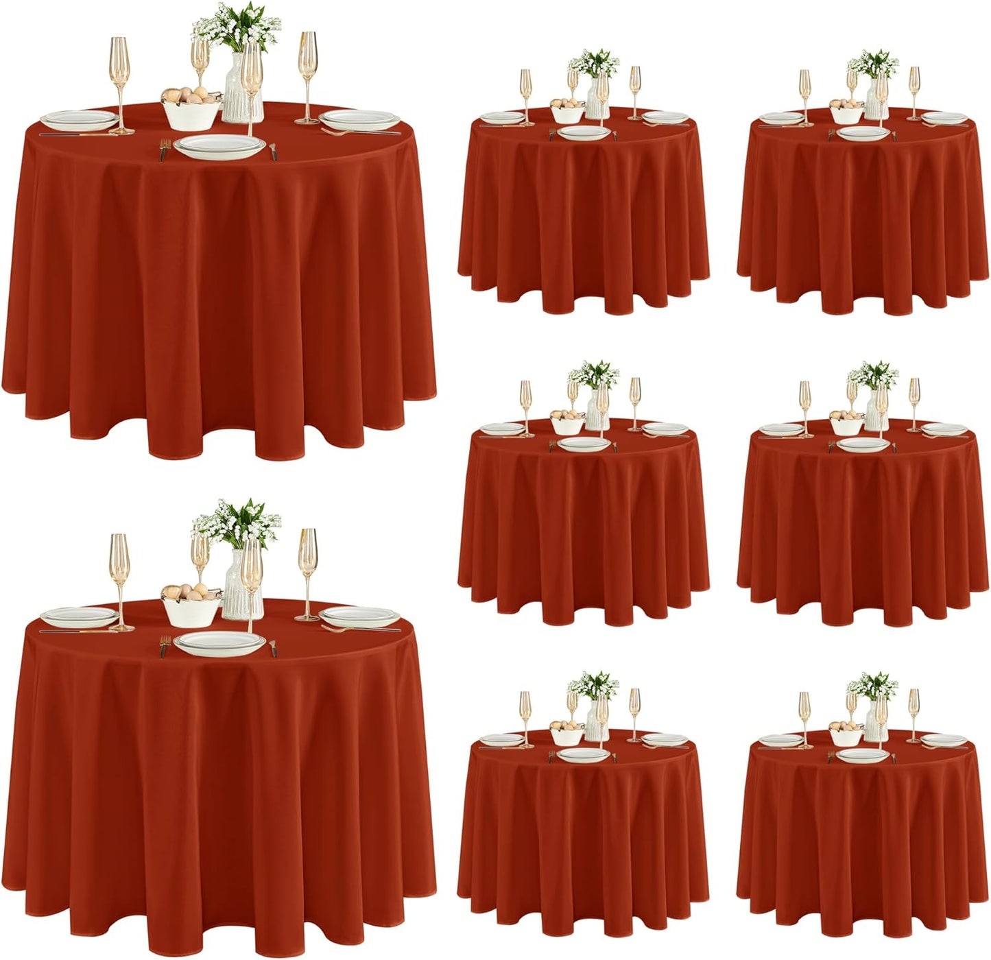 Fitable 8 Pack Table Cloth Rectangle Table: Stain and Wrinkle Resistant Tablecloth Rectangular, Washable Polyester Tablecloths for Wedding Party Dining Banquet Event Catering(White, 70x120 Inch)