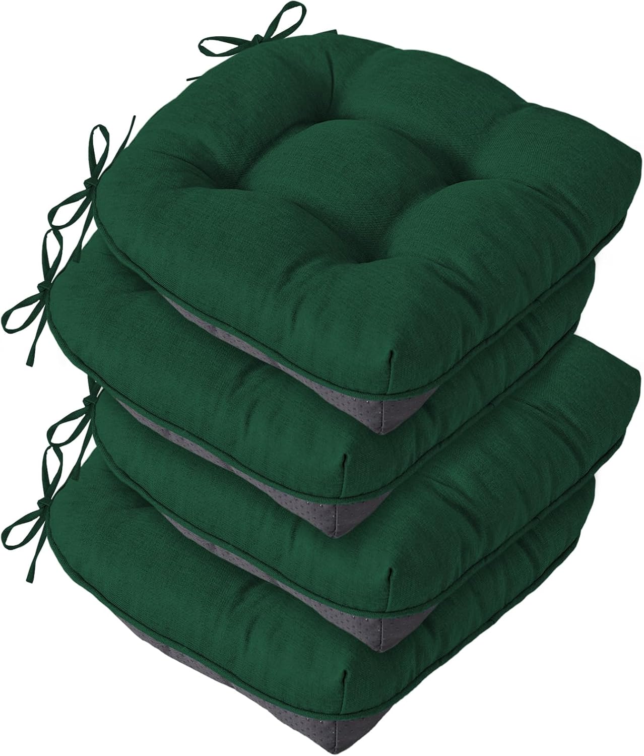 Chair Cushions for Dining Chairs, Seat Cushions for Kitchen Chairs, Indoor Seat Cushions with Ties, Tufted Foam Chair Pads, Non Slip Chair Cushions Set of 4, 15.5" x 15.5" x 4", Navy Blue