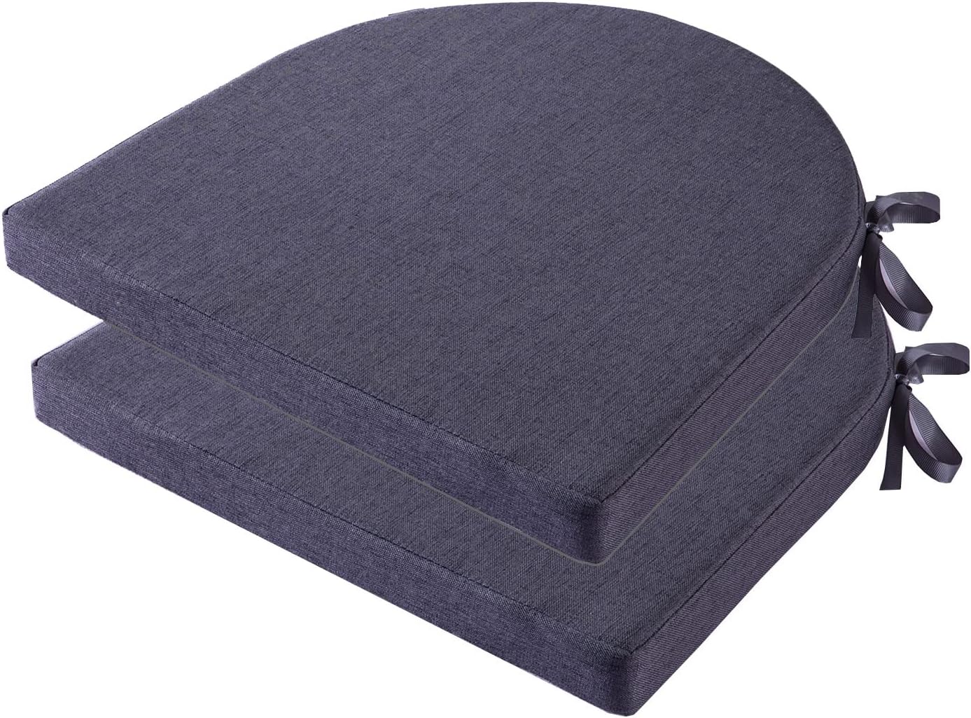 18x18 Inch Chair Pads for Dining Chairs Set of 2 with Ties Non Slip Washable Seat Cushion with Zipper Indoor Round Back Chair Cushions for Kitchen, Khaki