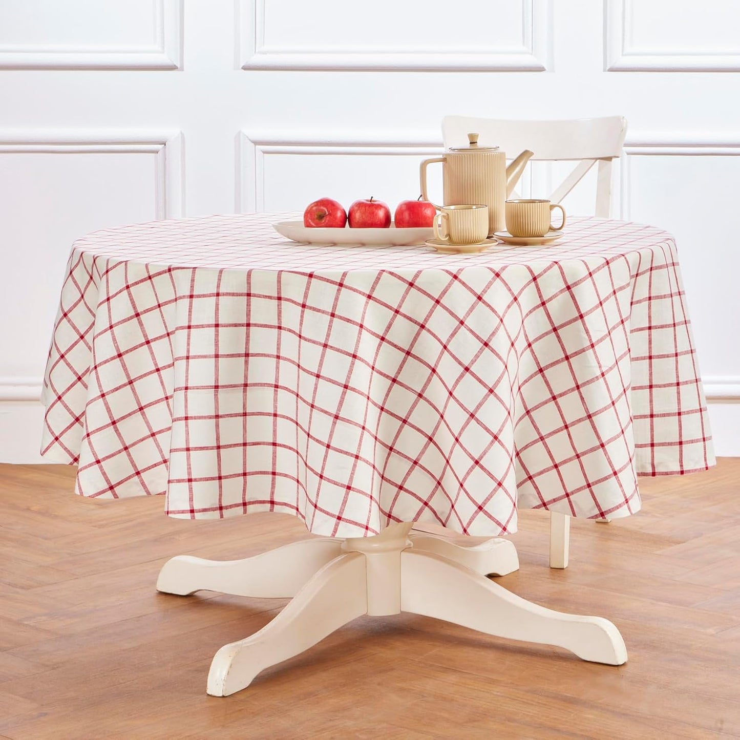 Solino Home Plaid Linen Tablecloth 60 x 108 Inch - 100% Pure Linen Orange Plaid Table Cloth for Rectangle Tables - Machine Washable Tablecloth for Fall, Autumn, Halloween, Thanksgiving
