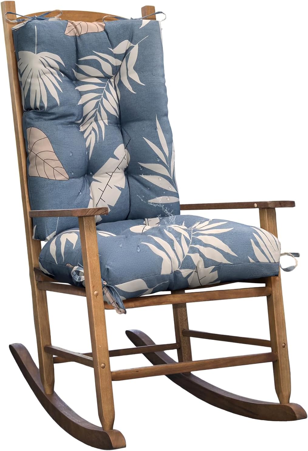 Waterproof Indoor Outdoor Rocking Chair Cushion Floral Patio Chair Pad Soft Seat Cushion for Porch Patio Bedroom Orange Grey