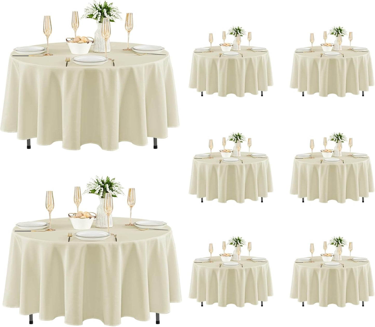 Fitable 8 Pack Table Cloth Rectangle Table: Stain and Wrinkle Resistant Tablecloth Rectangular, Washable Polyester Tablecloths for Wedding Party Dining Banquet Event Catering(White, 70x120 Inch)