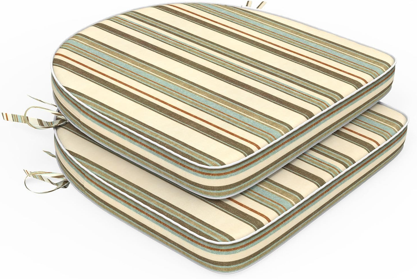 Set of 2 Outdoor Chair Cushions 19"x19"x2",Water Repellent Patio Seat Cushion with Ties and Removable Covers,Dining Chair Cushions for Indoor Kitchen and Patio Furniture,Islamorada Blue Green