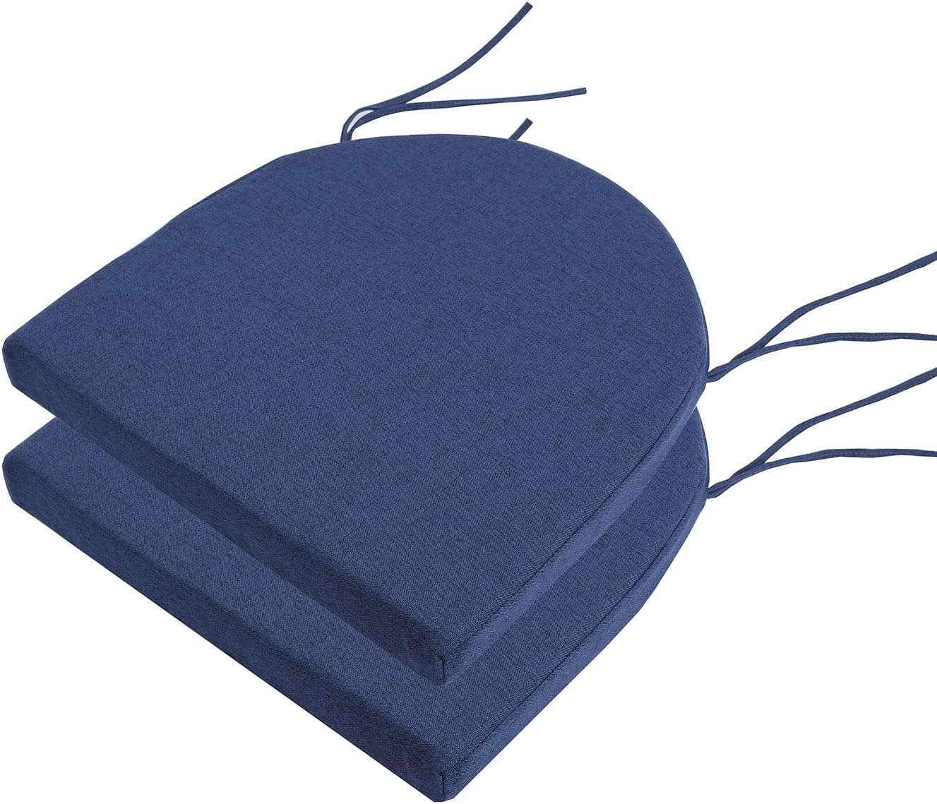 18x18 Inch Chair Pads for Dining Chairs Set of 2 with Ties Non Slip Washable Seat Cushion with Zipper Indoor Round Back Chair Cushions for Kitchen, Khaki