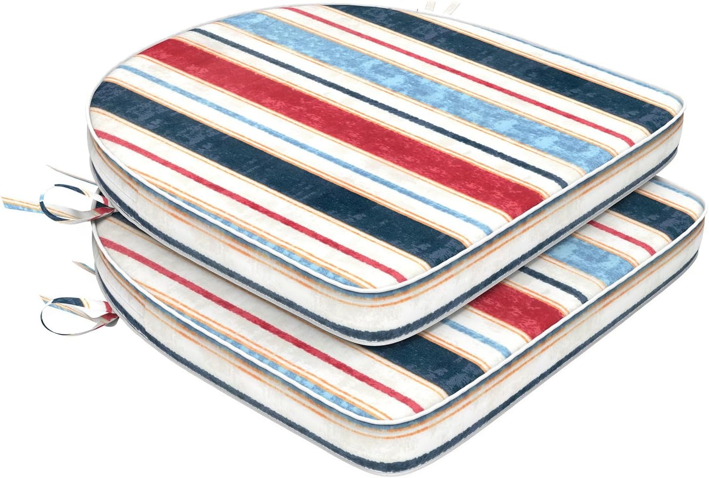 Set of 2 Outdoor Chair Cushions 19"x19"x2",Water Repellent Patio Seat Cushion with Ties and Removable Covers,Dining Chair Cushions for Indoor Kitchen and Patio Furniture,Islamorada Blue Green