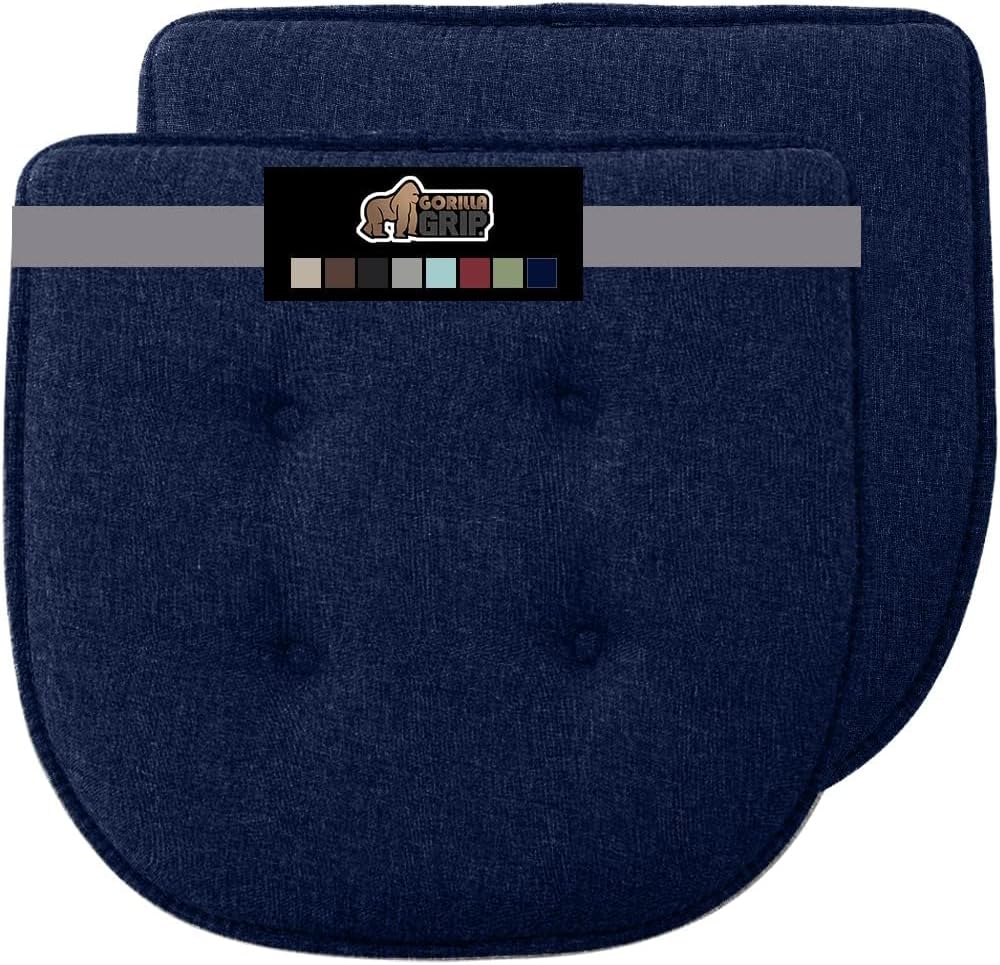 GORILLA GRIP Slip Resistant Chair Cushions, No Ties Required, Memory Foam Pads for Dining Room, Kitchen Table, Office, Rocking Chairs, Plush Seat Cover Cushion Pad, Home Decor, Set of 4, 16x16, Gray