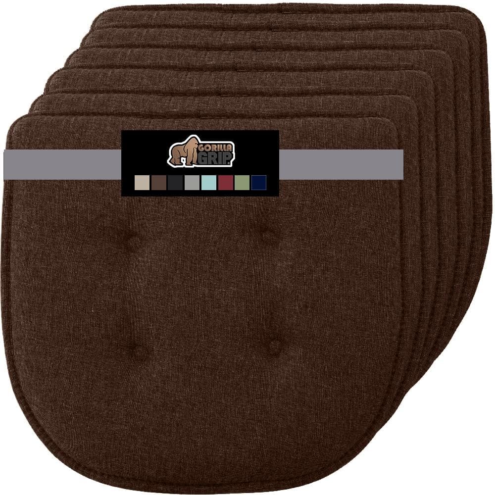 GORILLA GRIP Slip Resistant Chair Cushions, No Ties Required, Memory Foam Pads for Dining Room, Kitchen Table, Office, Rocking Chairs, Plush Seat Cover Cushion Pad, Home Decor, Set of 4, 16x16, Gray