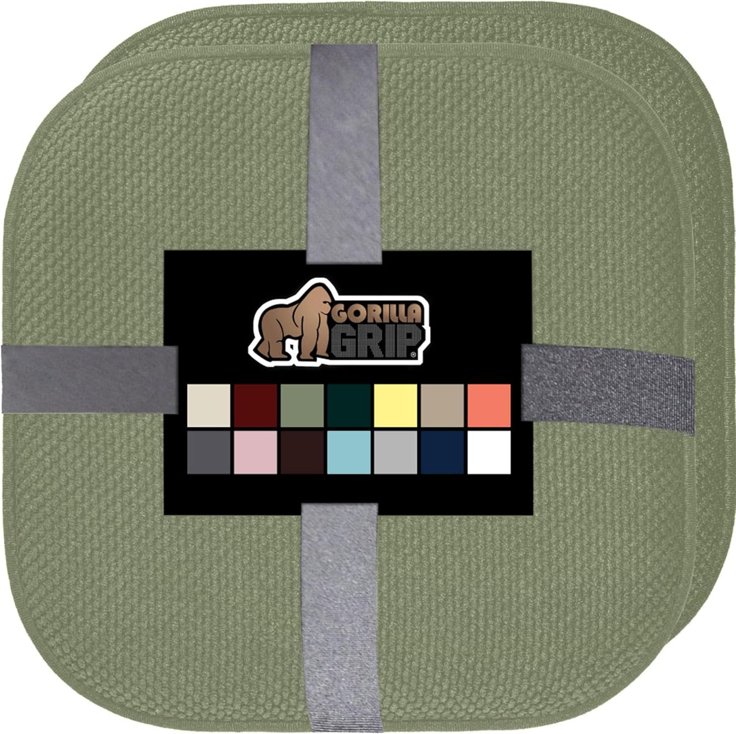 GORILLA GRIP Slip Resistant Chair Cushions, No Ties Required, Memory Foam Pads for Dining Room, Kitchen Table, Office, Rocking Chairs, Plush Seat Cover Cushion Pad, Home Decor, Set of 4, 16x16, Gray