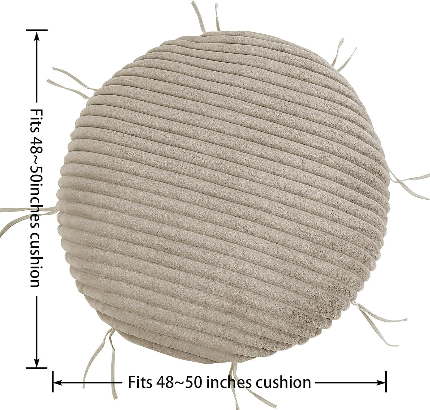 HOMBYS Fluffy Shaggy Cover for Papasan Chair Cushion, Plush Faux Fur Slipcover ONLY, (Without Cushion) Removable Soft Papasan Cushion Covers with 8 Ties, (Khaki, 55"x55")