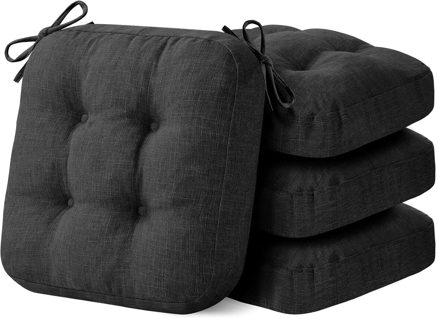 Chair Cushions, Memory Foam Dining Chair Cushions, Tufted Indoor Chair Pads, Set of 4, 16.5' x 16.5' x 3.5', Beige