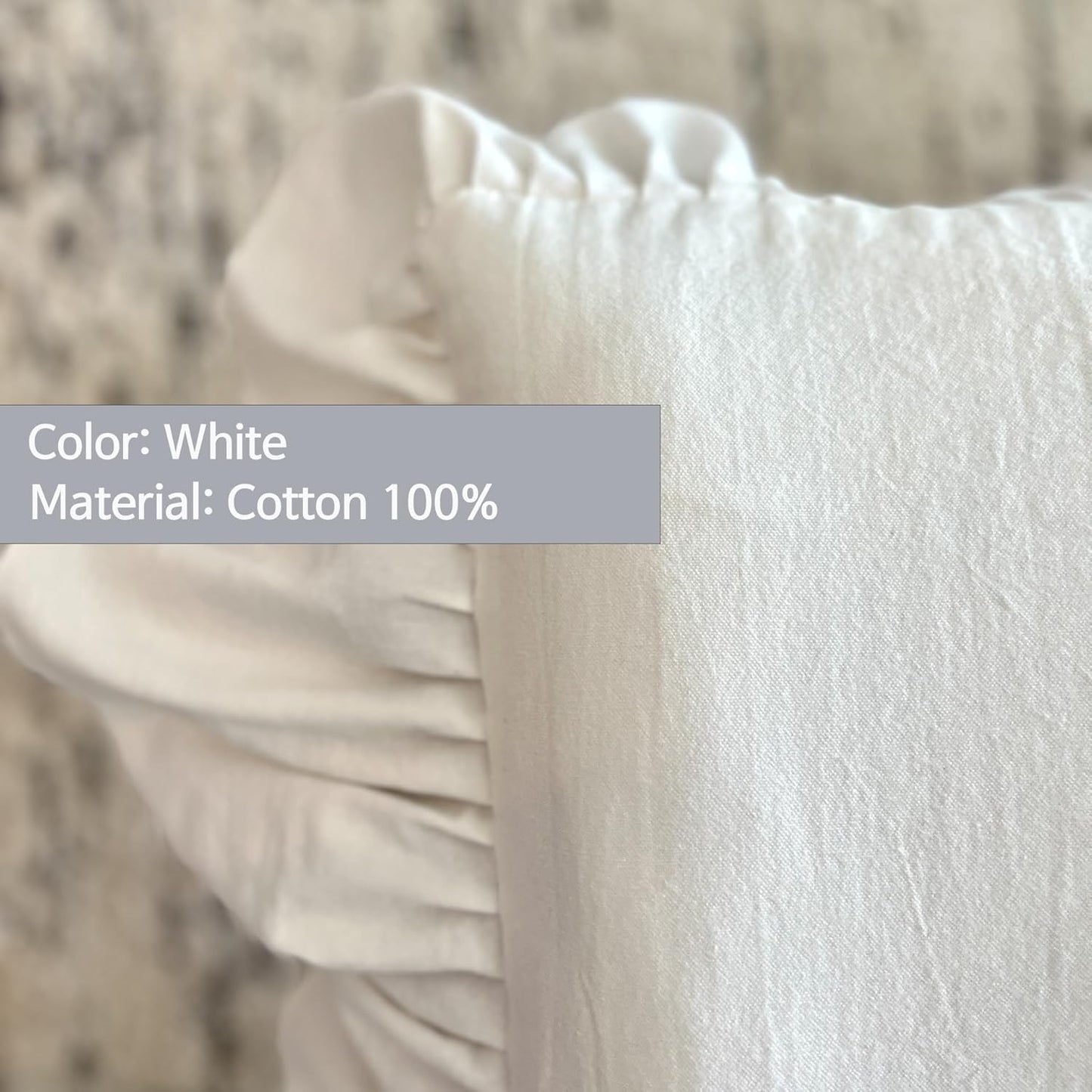 Korean Made Chair Pad Slipcover 17.5'x17.5' Chair Cushion Cover Ties with Ruffle Farmhouse Decor Covers Only, Gift for Mom (Solid White)