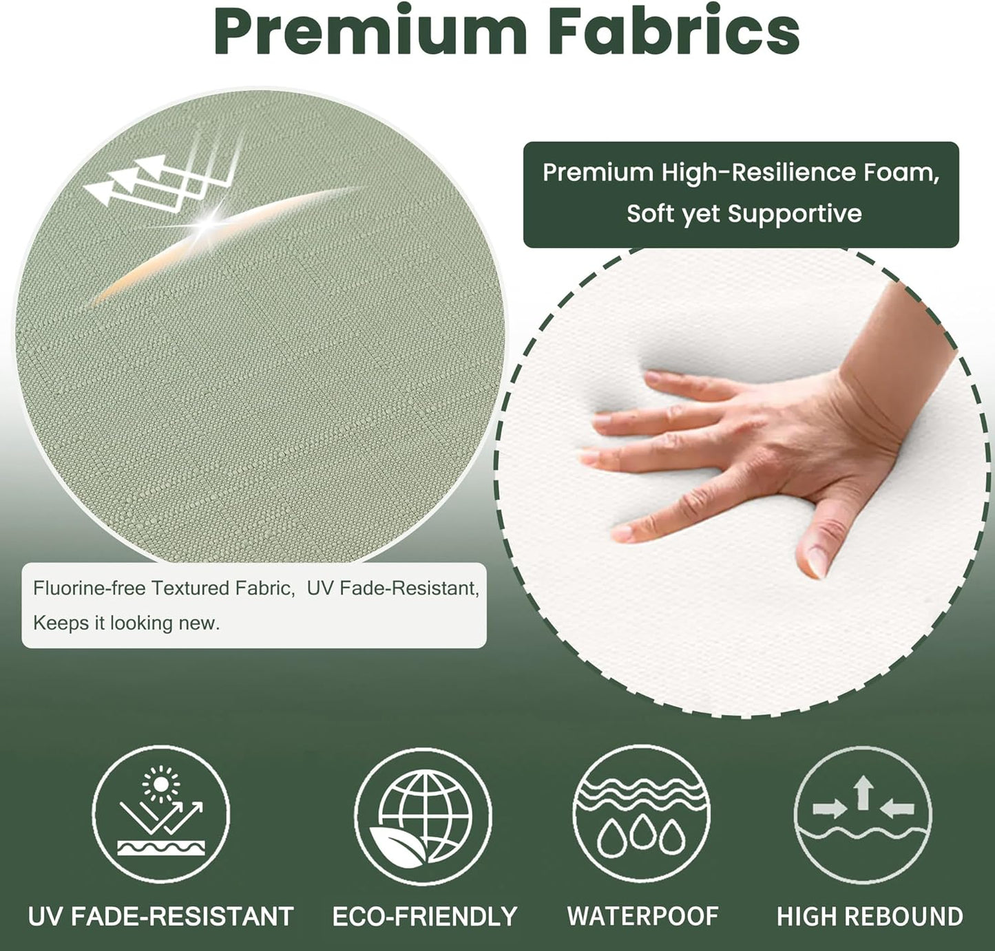 Battilo Chair Cushions for Dining Chairs with Ties, Indoor/Outdoor Kitchen Chair Pad with Non-Slip Backing, Dining Seat Cushion with Machine Washable Removable Cover, 16"x16"x2", Set of 2, Sage Green