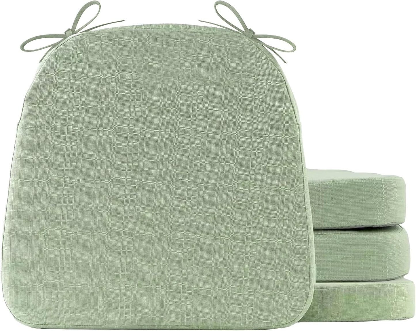 Battilo Chair Cushions for Dining Chairs with Ties, Indoor/Outdoor Kitchen Chair Pad with Non-Slip Backing, Dining Seat Cushion with Machine Washable Removable Cover, 16"x16"x2", Set of 2, Sage Green
