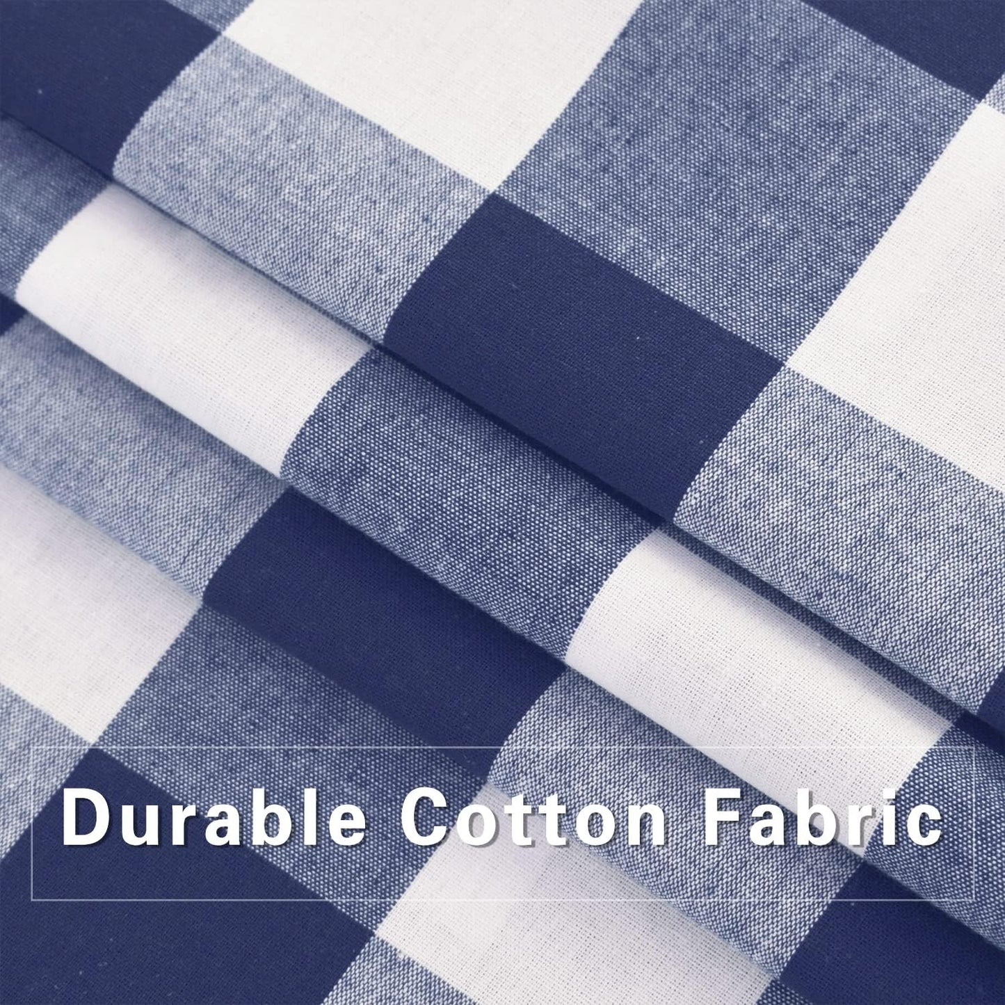 UPOPO Buffalo Check Window Curtains 63 inches Long Living Room Bedroom Cotton Plaid Gingham Farmhouse Rustic Decor Curtains 2 Panels Rod Pocket Kitchen Basement Curtain Panels Navy Blue White 52"x63"