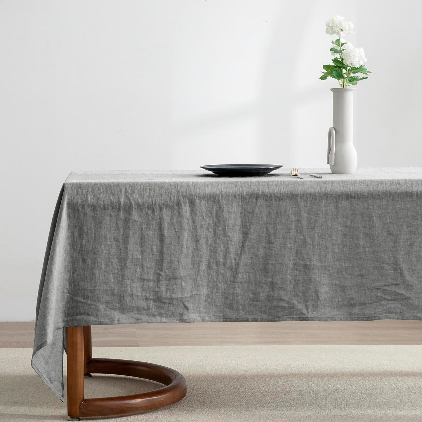 EVERLY 100% Pure Linen Rectangle Tablecloth 84Lx60W Inches for Dining,Weddings and Restaurants,Decorative Halloween,Thanksgiving,Christmas Table Cloth Machine Washable Tablecloths-Natural Linen