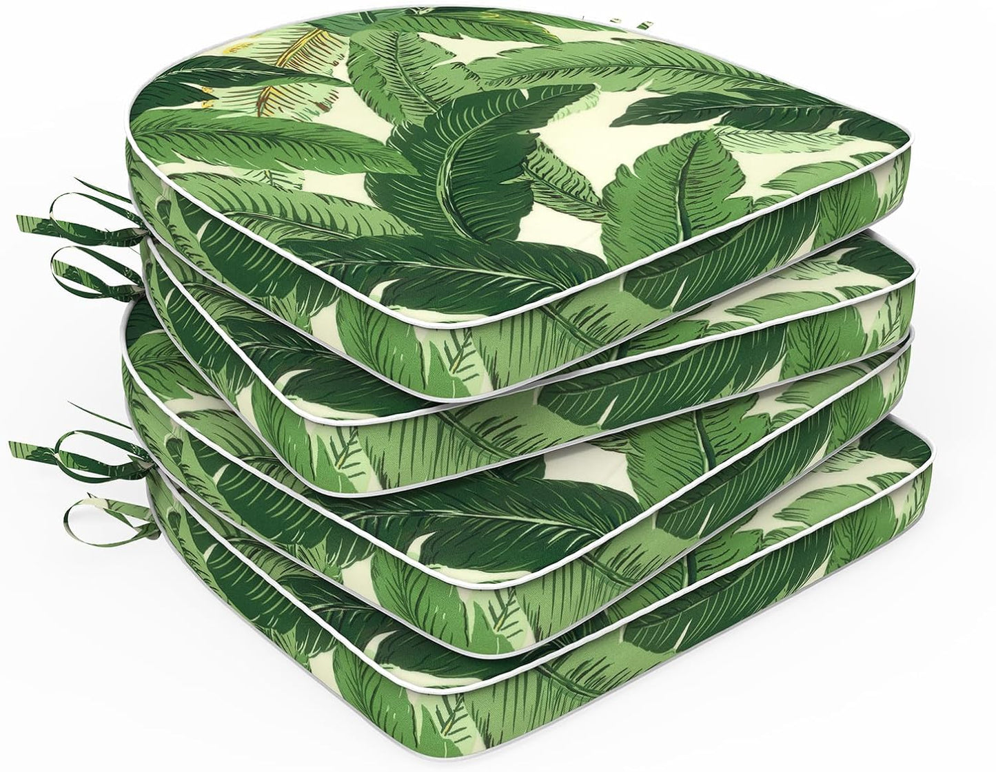 Set of 2 Outdoor Chair Cushions 19"x19"x2",Water Repellent Patio Seat Cushion with Ties and Removable Covers,Dining Chair Cushions for Indoor Kitchen and Patio Furniture,Islamorada Blue Green
