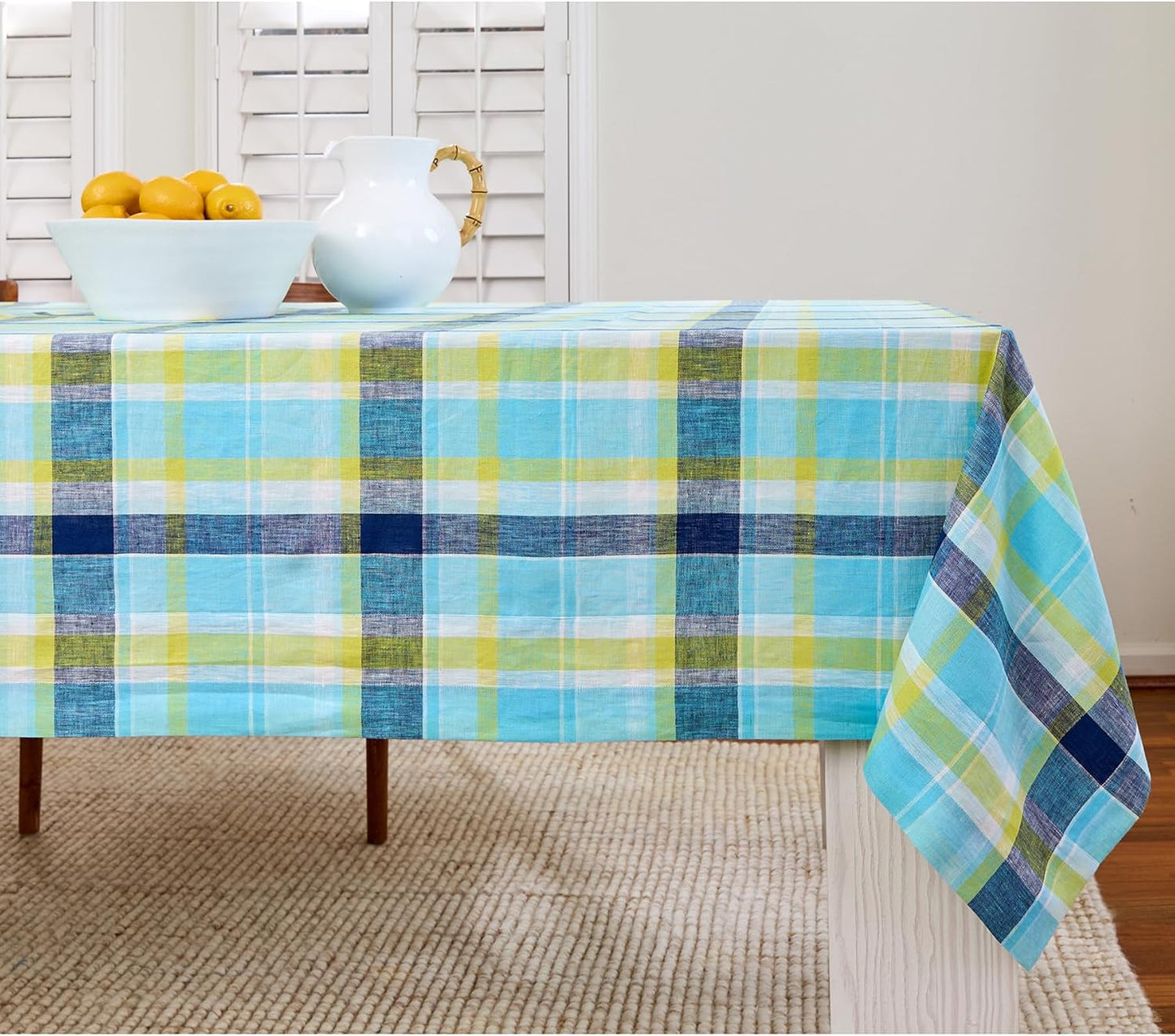 Solino Home Plaid Linen Tablecloth 60 x 108 Inch - 100% Pure Linen Orange Plaid Table Cloth for Rectangle Tables - Machine Washable Tablecloth for Fall, Autumn, Halloween, Thanksgiving