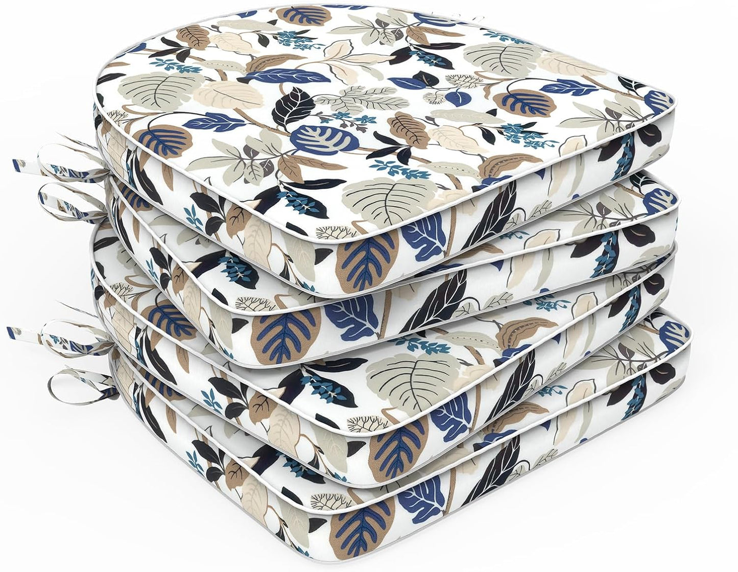 Set of 2 Outdoor Chair Cushions 19"x19"x2",Water Repellent Patio Seat Cushion with Ties and Removable Covers,Dining Chair Cushions for Indoor Kitchen and Patio Furniture,Islamorada Blue Green