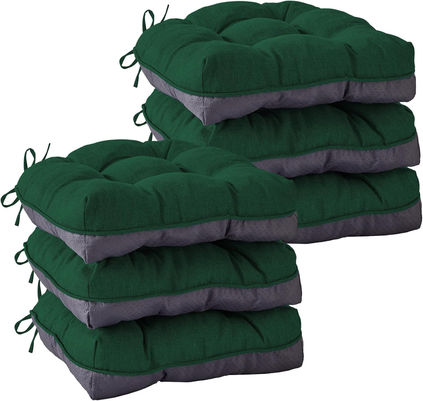 Chair Cushions for Dining Chairs, Seat Cushions for Kitchen Chairs, Indoor Seat Cushions with Ties, Tufted Foam Chair Pads, Non Slip Chair Cushions Set of 4, 15.5" x 15.5" x 4", Navy Blue