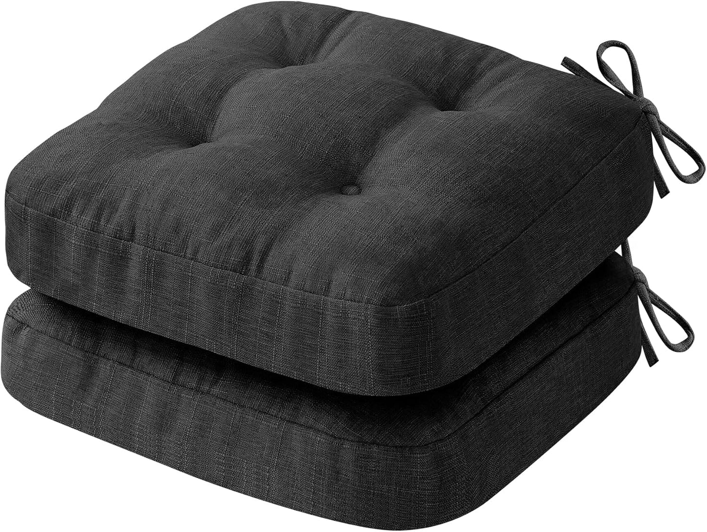 Chair Cushions, Memory Foam Dining Chair Cushions, Tufted Indoor Chair Pads, Set of 4, 16.5' x 16.5' x 3.5', Beige