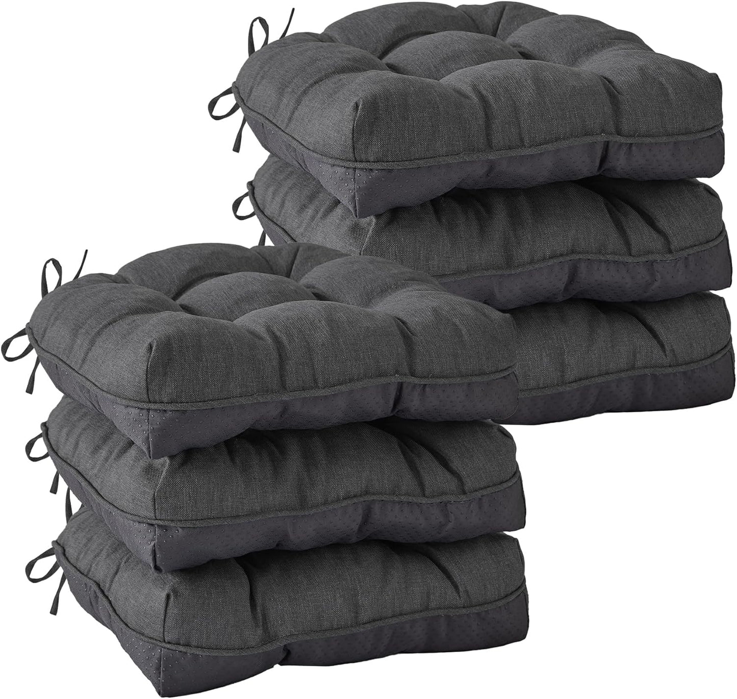 Chair Cushions for Dining Chairs, Seat Cushions for Kitchen Chairs, Indoor Seat Cushions with Ties, Tufted Foam Chair Pads, Non Slip Chair Cushions Set of 4, 15.5" x 15.5" x 4", Navy Blue