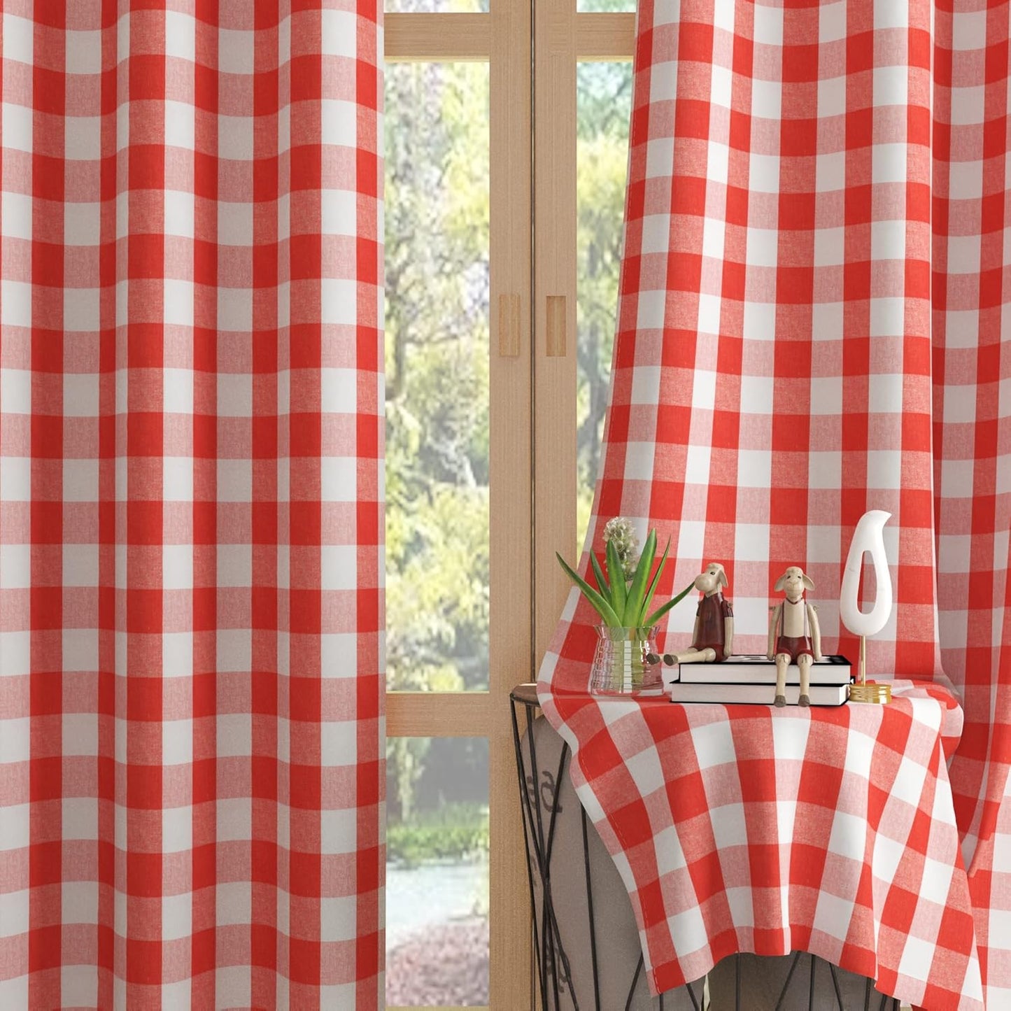 UPOPO Buffalo Check Window Curtains 63 inches Long Living Room Bedroom Cotton Plaid Gingham Farmhouse Rustic Decor Curtains 2 Panels Rod Pocket Kitchen Basement Curtain Panels Navy Blue White 52"x63"