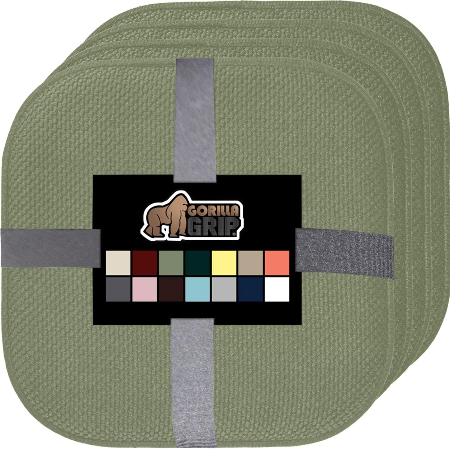 GORILLA GRIP Slip Resistant Chair Cushions, No Ties Required, Memory Foam Pads for Dining Room, Kitchen Table, Office, Rocking Chairs, Plush Seat Cover Cushion Pad, Home Decor, Set of 4, 16x16, Gray