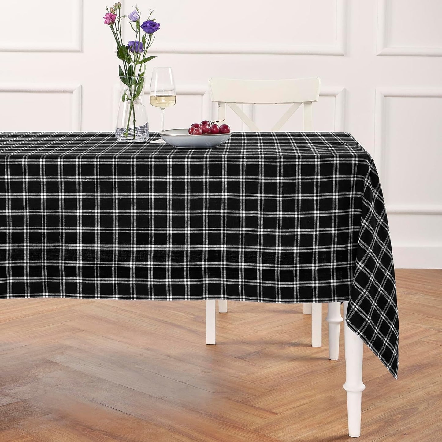 Solino Home Plaid Linen Tablecloth 60 x 108 Inch - 100% Pure Linen Orange Plaid Table Cloth for Rectangle Tables - Machine Washable Tablecloth for Fall, Autumn, Halloween, Thanksgiving