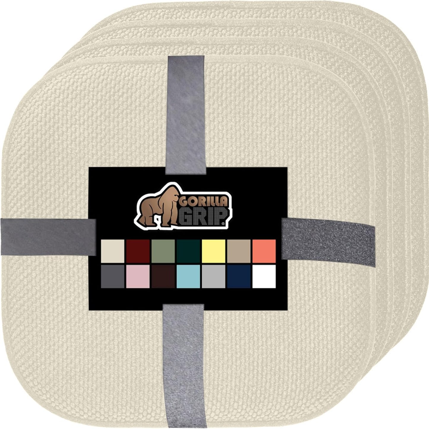 GORILLA GRIP Slip Resistant Chair Cushions, No Ties Required, Memory Foam Pads for Dining Room, Kitchen Table, Office, Rocking Chairs, Plush Seat Cover Cushion Pad, Home Decor, Set of 4, 16x16, Gray